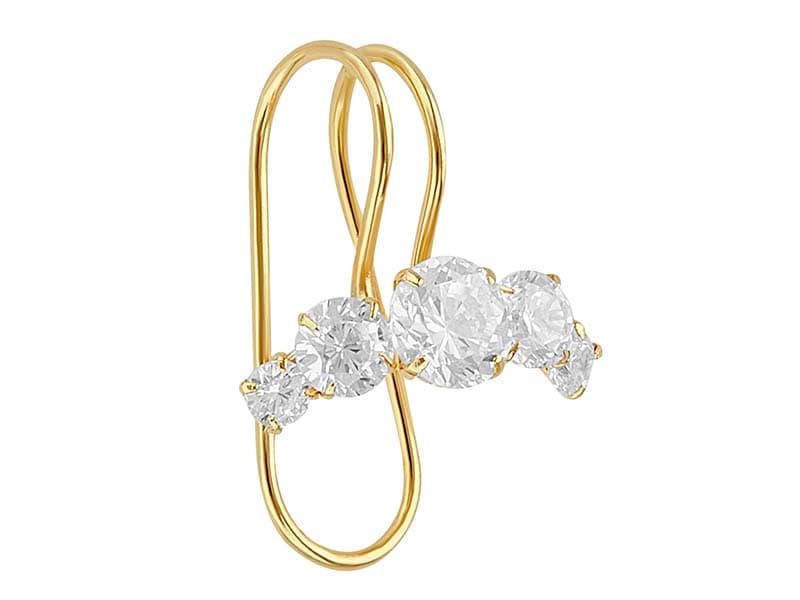 Earcuff Gancho Con Circonia / Hook Earcuff With Cz - Troquelado / Stamping - Pulido / High Polish - Circonia / Zirconia - Otros / Others