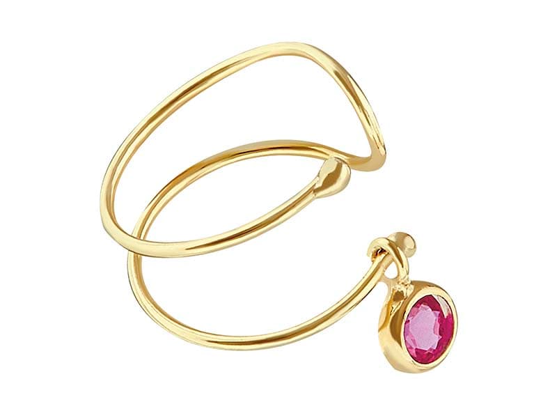 Earcuff Doble Alambre Circonia Redonda 3mm