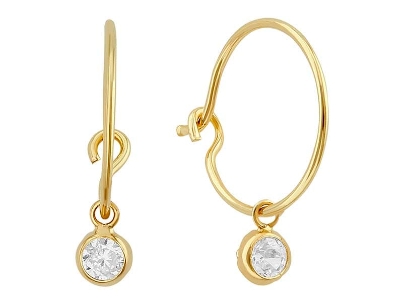 Arracada Completa Con Bisel Redondo 3mm / Hoop With Round 3mm Bezel Cz - Troquelado / Stamping - Pulido / High Polish - Circonia / Zirconia - Rectos Circonia (Rectos/Biselados) / Cubic Zirconia (Bezel/Round)