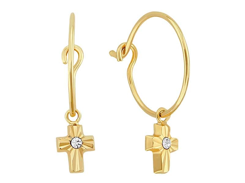 Arracada Completa Con Cruz Basic Diamantado Con Circonia