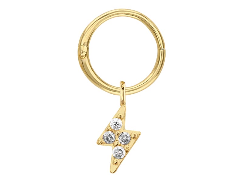 Arracaba 8mm con rayo colgante / 8mm earring with pendant ray - Vaciado / Casting - Pulido / High Polish - Circonia / Zirconia - Otros / Others