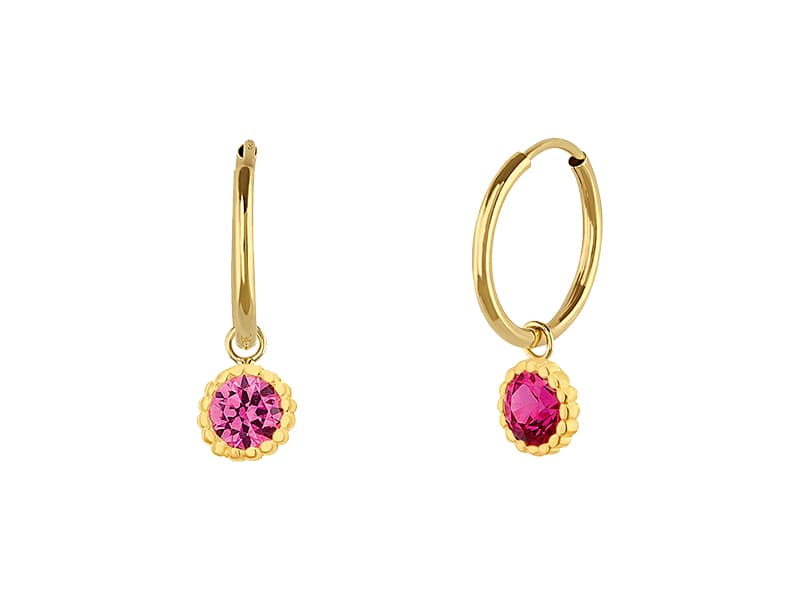 Arracada 12mm con redondo bolitas 2.75mm / 12mm hoop earring with 2.75mm round beads - Vaciado / Casting - Pulido / High Polish - Circonia / Zirconia - Otros / Others