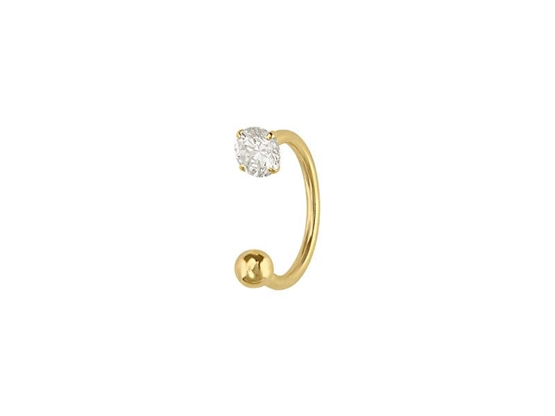 Herradura 10mm con bolita y rd 4mm / 10mm horseshoe with ball and rd 4mm - Troquelado / Stamping - Pulido / High Polish - Circonia / Zirconia - Otros / Others