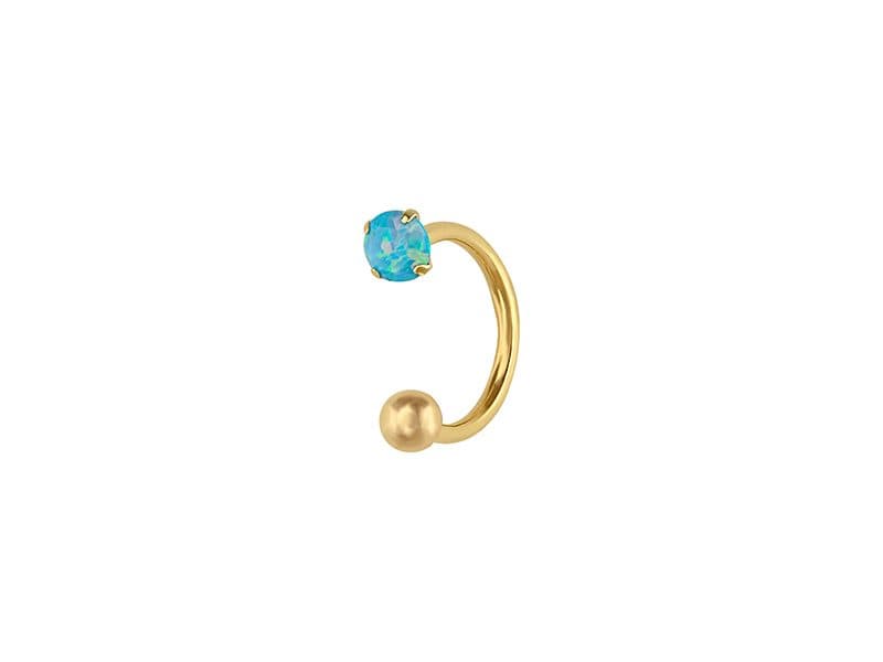 Herradura 8mm con bolita y ópalo azul 3mm / 8mm horseshoe with ball and 3mm blue opal - Troquelado / Stamping - Pulido / High Polish - Opalo / Opal - Otros / Others