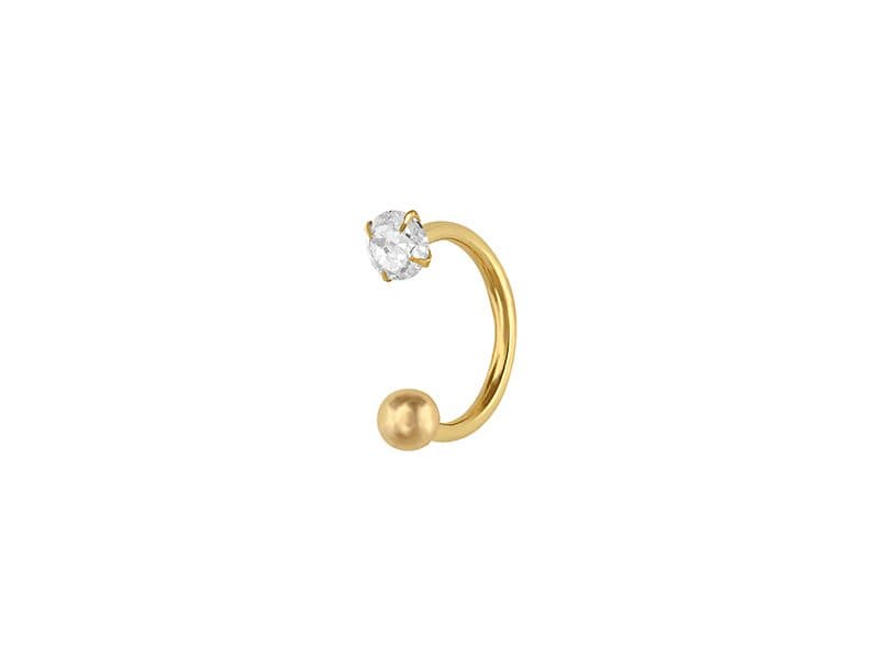 Herradura 8mm con bolita y rd 3mm / 8mm horseshoe with ball and rd 3mm - Troquelado / Stamping - Pulido / High Polish - Circonia / Zirconia - Otros / Others