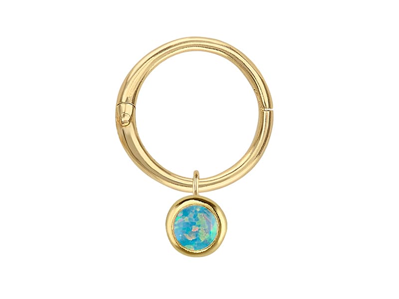 Arracada 10mm con ópalo azul colgante