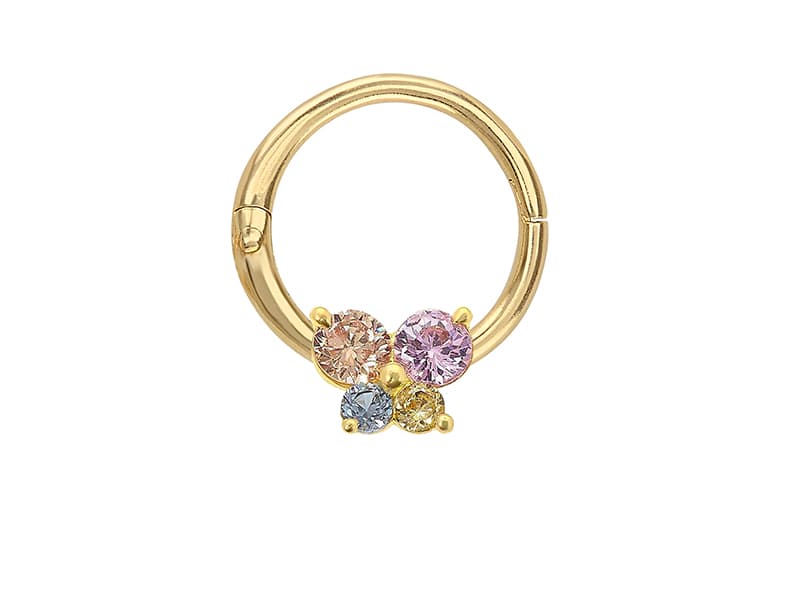 Arracada 10mm con mariposa soldada / 10mm hoop earrings with soldered butterfly - Vaciado / Casting - Pulido / High Polish - Circonia / Zirconia - Animales / Animals