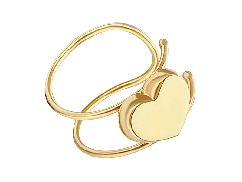 Earcuff Doble Alambre Corazón /Double Wire Earcuff With Heart - Troquelado / Stamping - Pulido / High Polish - N/A / N/A - Corazones / Hearts