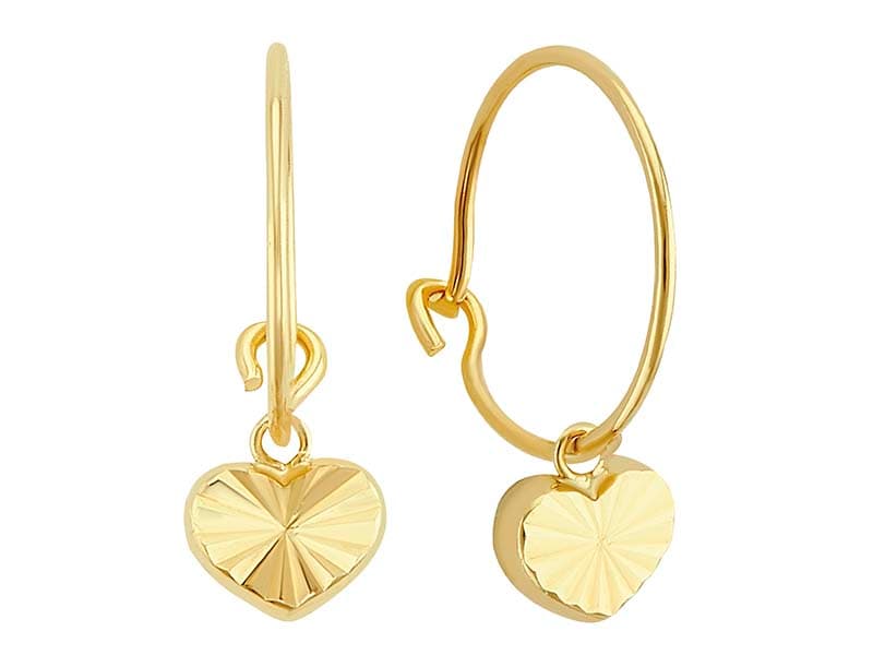 Arracada Completa Con Corazn Basic Diamantado / Hoop With Basic Diamond Cut Heart - Troquelado / Stamping - Diamantado / Diamond Cut - N/A / N/A - Corazones / Hearts
