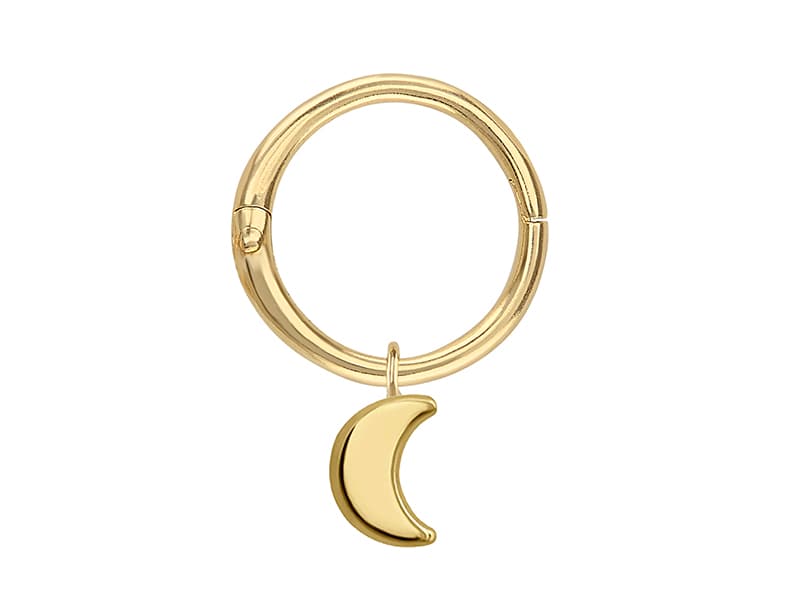 Arracada 10mm con luna colgante / 10mm hoop earrings with moon pendant - Troquelado / Stamping - Pulido / High Polish - N/A / N/A - Otros / Others