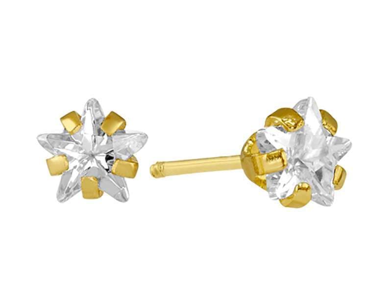 Recto Estrella 4X4 mm / Cubic Zirconia Star 4X4mm - Troquelado / Stamping - Pulido / High Polish - Circonia / Zirconia - Rectos Circonia (Rectos/Biselados) / Cubic Zirconia (Bezel/Round)