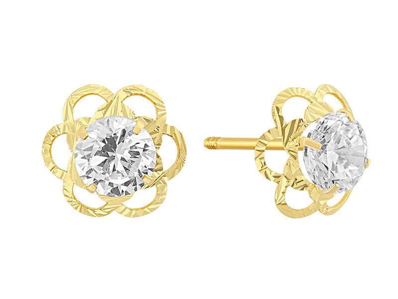 Flor Diamantada / Diamond Cut Flower with Center Cz  - Láser / Laser - Diamantado / Diamond Cut - Circonia / Zirconia  - Flores / Flowers