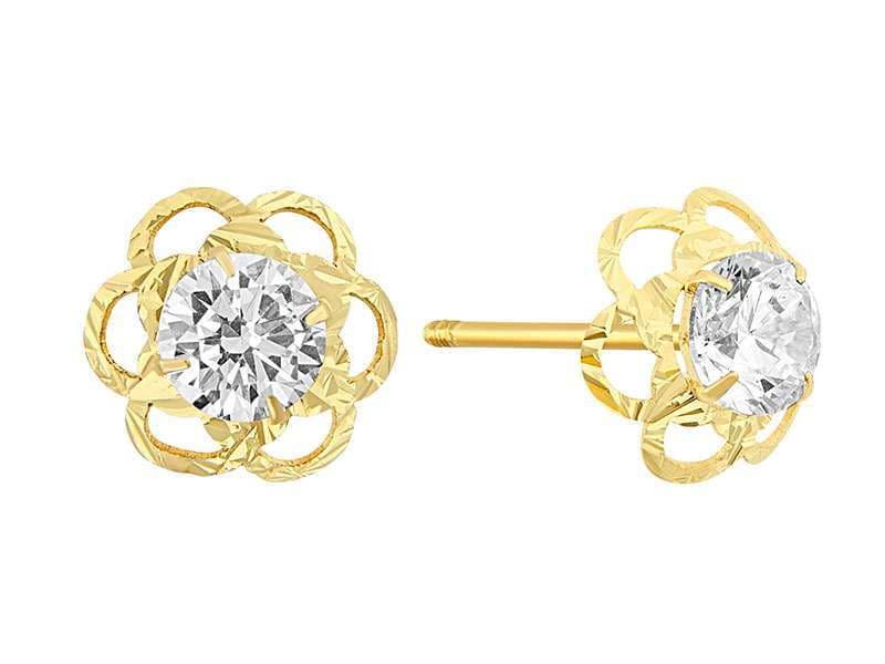 Flor Chica Diamantada / Small Diamond Cut Flower with Center Cz  - Láser / Laser - Diamantado / Diamond Cut - Circonia / Zirconia  - Flores / Flowers