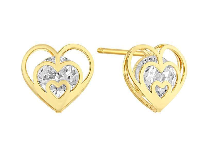 Corazón con Corazón / Heart with Heart Center Cz - Láser / Laser - Pulido / High Polish - Circonia / Zirconia  - Corazones / Hearts