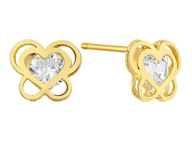 Mariposa Chica con Corazón / Small Butterfly with Heart Center Cz - Láser / Laser - Pulido / High Polish - Circonia / Zirconia  - Animales / Animals