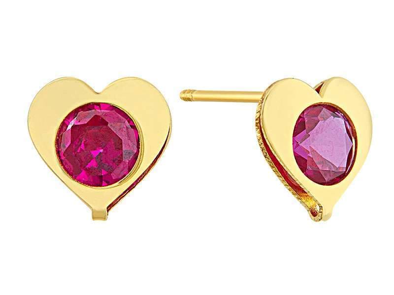 Corazón con Circonia Rubí / Heart with Cz Ruby - Láser / Laser - Pulido / High Polish - Circonia / Zirconia  - Corazones / Hearts