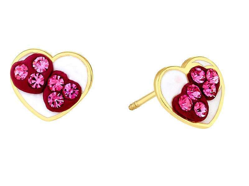 Corazónes Cristal Rosa / Crystal Hearts Pink - Vaciado / Casting - Esmaltado / Enamel - Cristal / Crystal  - Corazones / Hearts
