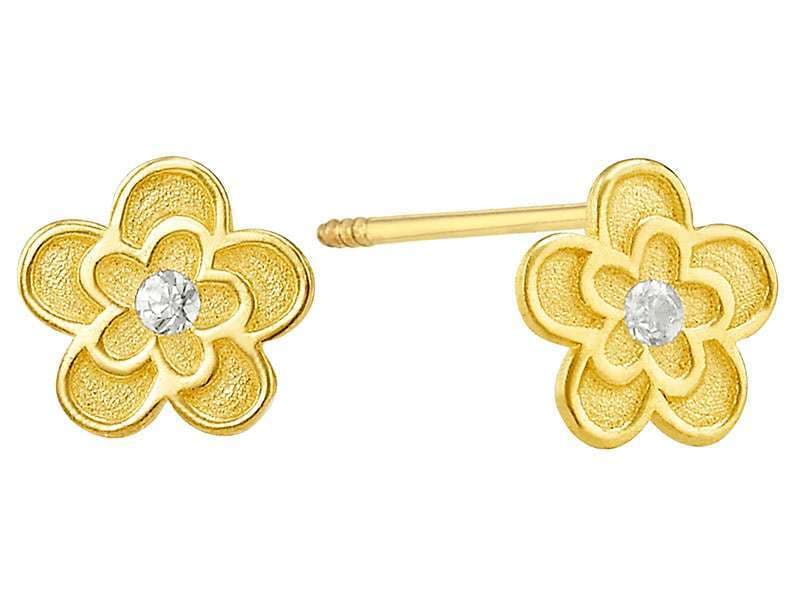 Flor con Circonia / Flower with Cz - Vaciado / Casting - Pulido / High Polish - Circonia / Zirconia  - Flores / Flowers