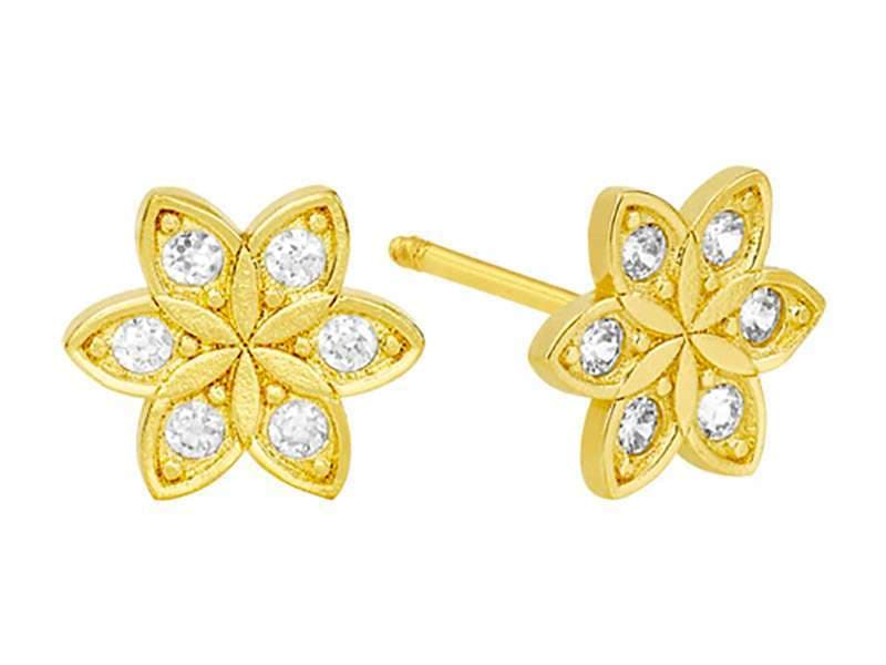 Flor 6 Pétalos / 6 Petal Flower - Vaciado / Casting - Pulido / High Polish - Circonia / Zirconia  - Flores / Flowers