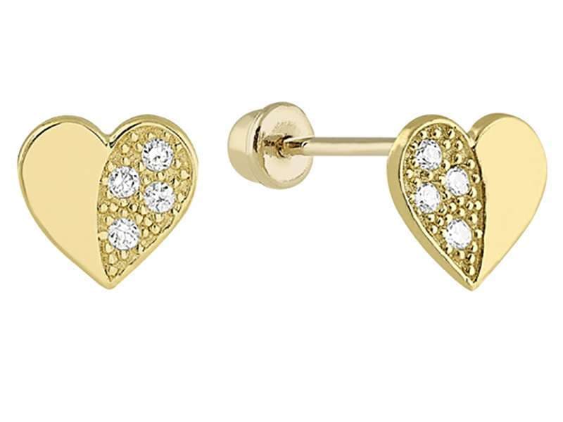Corazón Chico Mitad Pavé / Mini Heart Half Pave - Vaciado / Casting - Pulido / High Polish - Circonia / Zirconia  - Corazones / Hearts