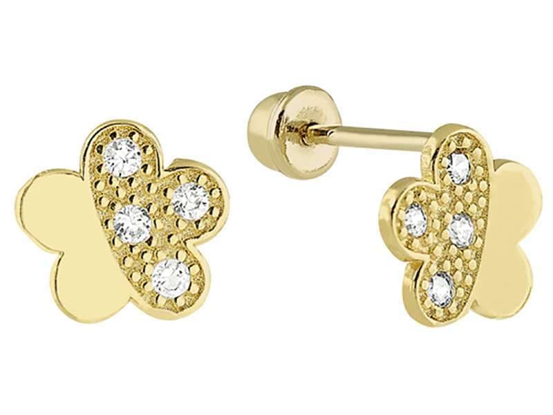 Margarita Chica Mitad Pavé / Mini Flower Half Pave - Vaciado / Casting - Pulido / High Polish - Circonia / Zirconia  - Flores / Flowers