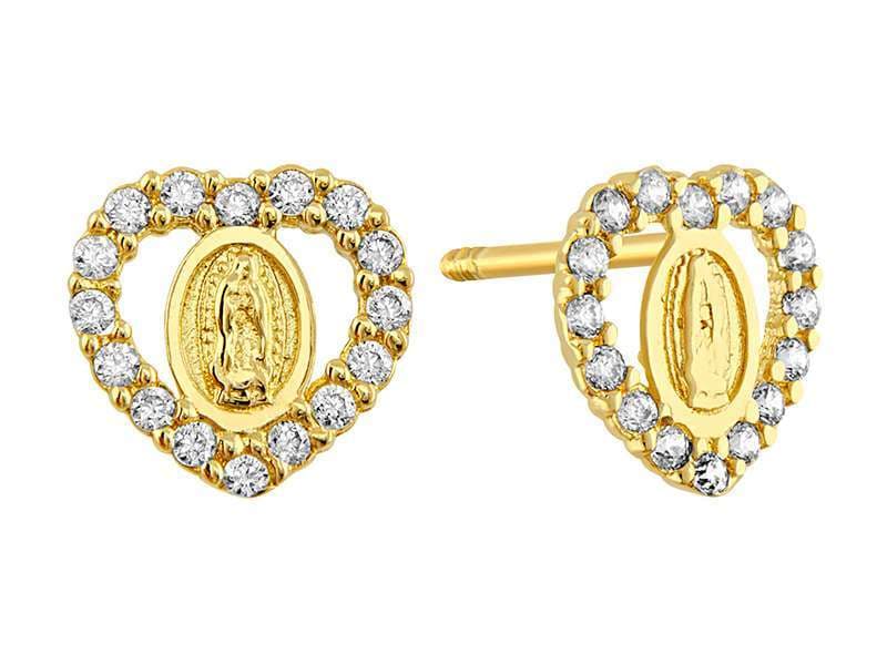 Virgen con Corazón con Circonia  / Heart with Virgen  - Vaciado / Casting - Pulido / High Polish - Circonia / Zirconia  - Religiosos / Religious