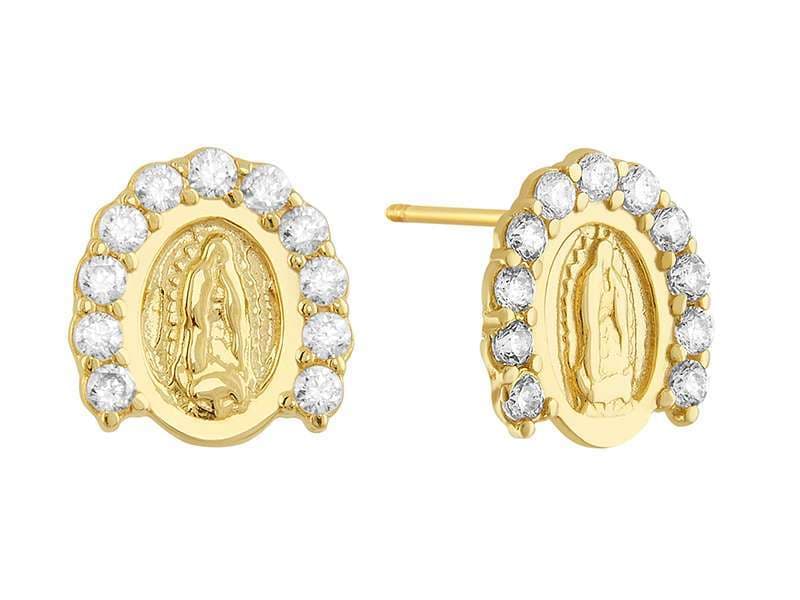 Virgen Herradura Chica  / Virgen with 1.25mm Cz Horseshoe  - Vaciado / Casting - Pulido / High Polish - Circonia / Zirconia  - Religiosos / Religious