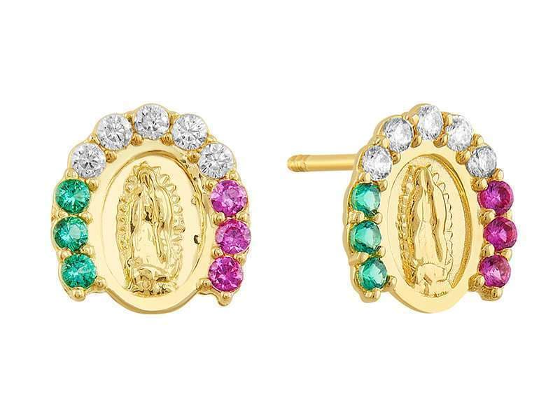 Virgen Herradura Chica MEX / Virgen with 1.25mm Cz Horseshoe MEX - Vaciado / Casting - Pulido / High Polish - Circonia / Zirconia  - Religiosos / Religious