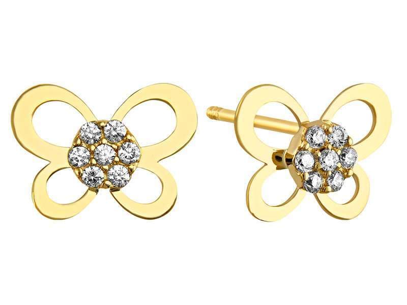 Mariposa Pulida Centro Circonia / Butterfly with Cz Flower - Vaciado / Casting - Pulido / High Polish - Circonia / Zirconia  - Animales / Animals