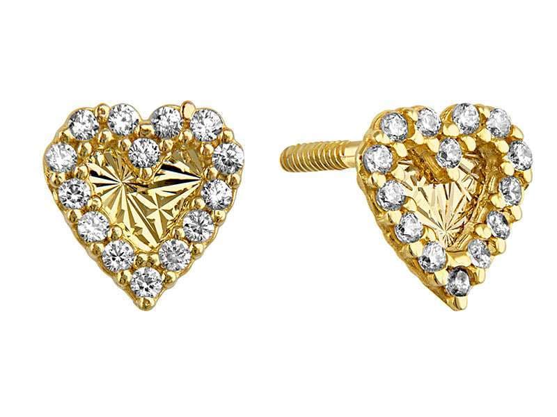 Corazón Base Diamantada con Bisel de Circonia / Diamond Cut Heart with Cz - Vaciado / Casting - Diamantado / Diamond Cut - Circonia / Zirconia  - Corazones / Hearts