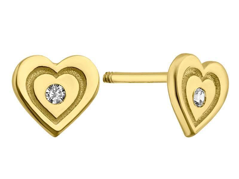 Mini Corazón / Mini Heart with Center Cz - Vaciado / Casting - Pulido / High Polish - Circonia / Zirconia  - Corazones / Hearts