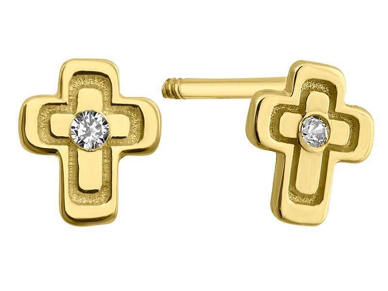 Mini Cruz / Mini Cross with Center Cz - Vaciado / Casting - Pulido / High Polish - Circonia / Zirconia  - Religiosos / Religious