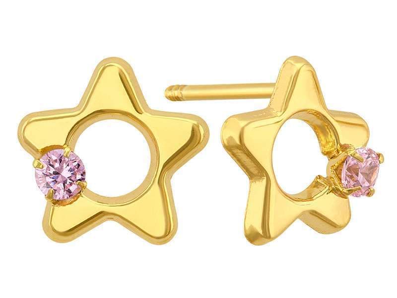 Estrella Grande Pulida con Circona Rosa / Star with Cz Pink - Troquelado / Stamping - Pulido / High Polish - Circonia / Zirconia  - Otros / Others
