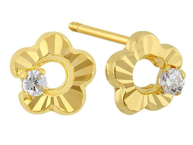 Flor Chica Diamantada con Circonia / Small Diamond Cut Flower with Cz - Troquelado / Stamping - Diamantado / Diamond Cut - Circonia / Zirconia  - Flores / Flowers