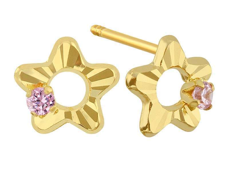 Estrella Chica Diamantada con Circonia Rosa