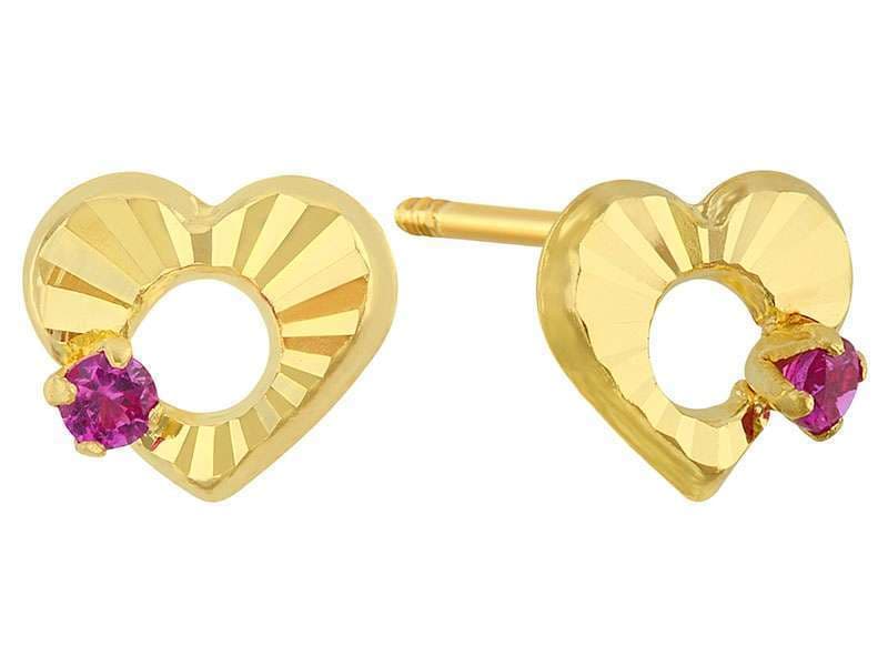 Corazón Chica Diamantada con Circona Rubí
