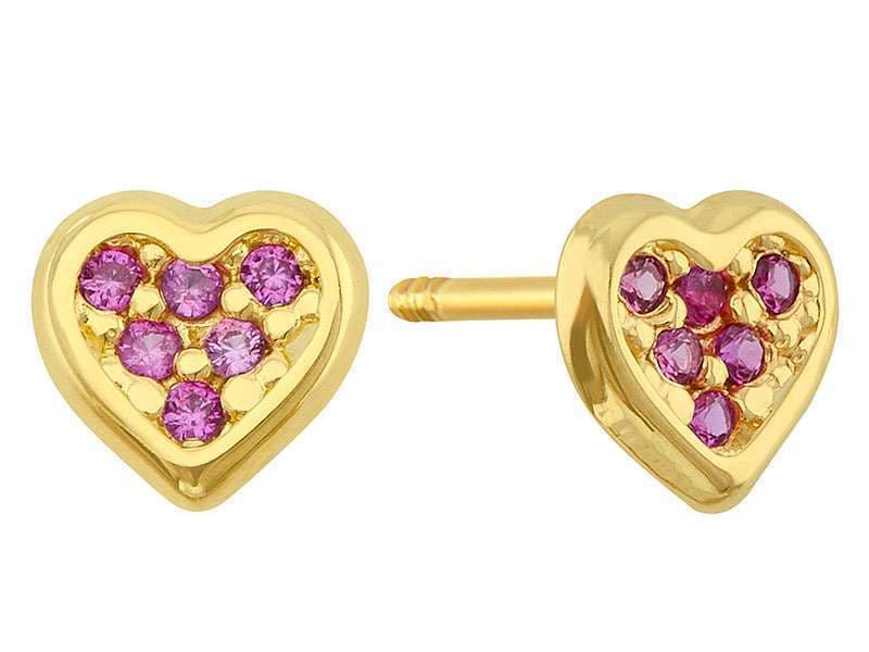 Corazón Circonia con Bisel Rubí / Cz Heart with Bezel Ruby - Vaciado / Casting - Diamantado / Diamond Cut - Circonia / Zirconia  - Corazones / Hearts