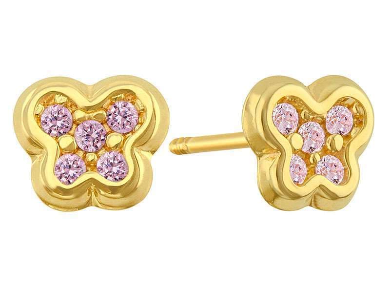 Maiposa Circonia con Bisel Rosa / Cz Butterfly with Bezel Pink - Vaciado / Casting - Diamantado / Diamond Cut - Circonia / Zirconia  - Animales / Animals
