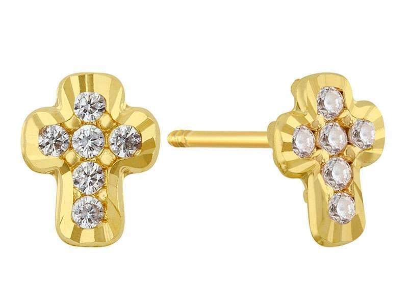 Cruz Circonia con Bisel Diamantado / Cz Cross with Diamond Cut Bezel - Vaciado / Casting - Diamantado / Diamond Cut - Circonia / Zirconia  - Religiosos / Religious