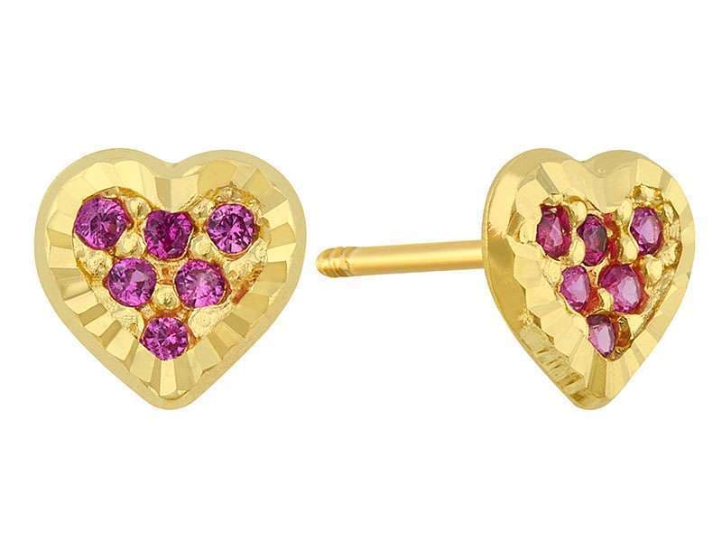 Corazón Circonia con Bisel Diamantado Rubí