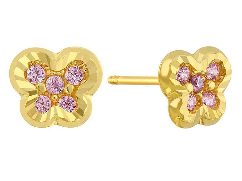 Mariposa Circonia con Bisel Diamantado Rosa / Cz Butterfly with Diamond Cut Bezel Pink - Vaciado / Casting - Diamantado / Diamond Cut - Circonia / Zirconia  - Animales / Animals