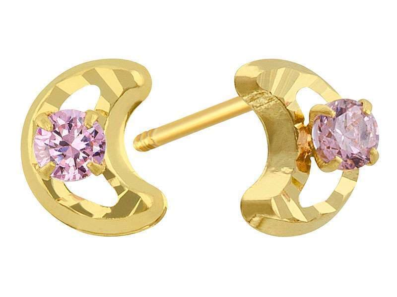 Bisel Diamantado Luna Rosa / Outline Diamond Cut Moon with Cz Pink - Troquelado / Stamping - Diamantado / Diamond Cut - Circonia / Zirconia - Otros / Others