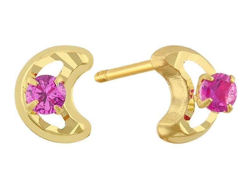 Bisel Diamantado Luna Rubí / Outline Diamond Cut Moon with Cz Ruby - Troquelado / Stamping - Diamantado / Diamond Cut - Circonia / Zirconia - Otros / Others
