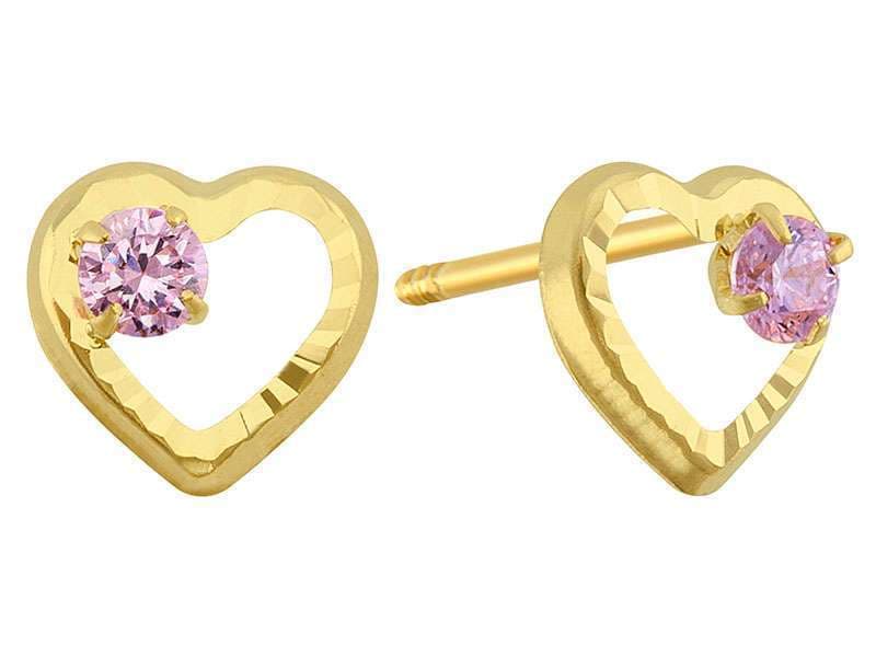 Bisel Diamantado Corazón Rosa / Outline Diamond Cut Heart with Cz Pink - Troquelado / Stamping - Diamantado / Diamond Cut - Circonia / Zirconia  - Corazones / Hearts