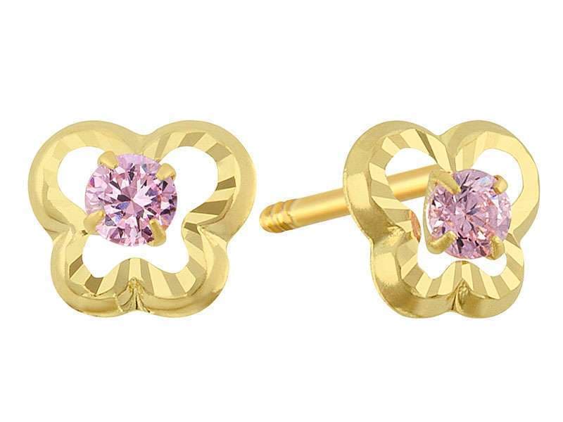 Bisel Diamantado Mariposa Rosa / Outline Diamond Cut Butterfly with Cz Pink - Troquelado / Stamping - Diamantado / Diamond Cut - Circonia / Zirconia  - Animales / Animals