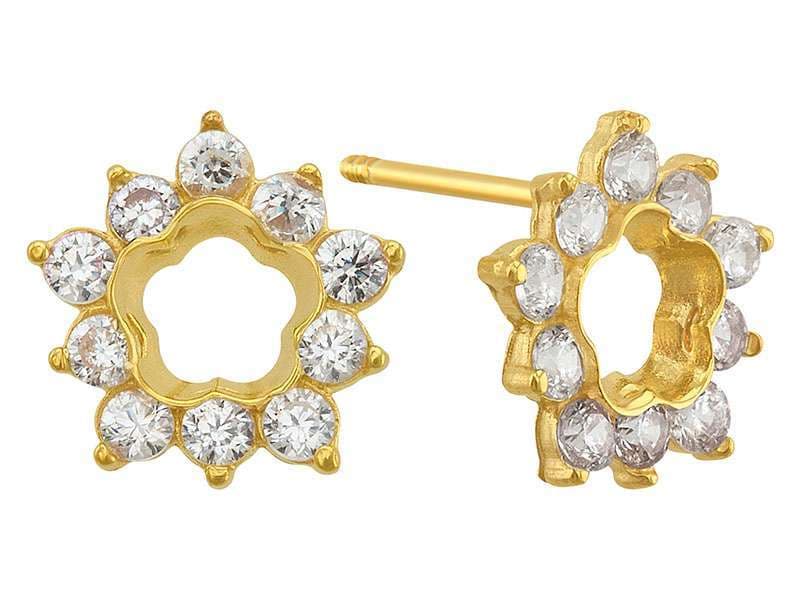 Flor con Circonia / Flower Outlined with Cz - Vaciado / Casting - Pulido / High Polish - Circonia / Zirconia  - Flores / Flowers
