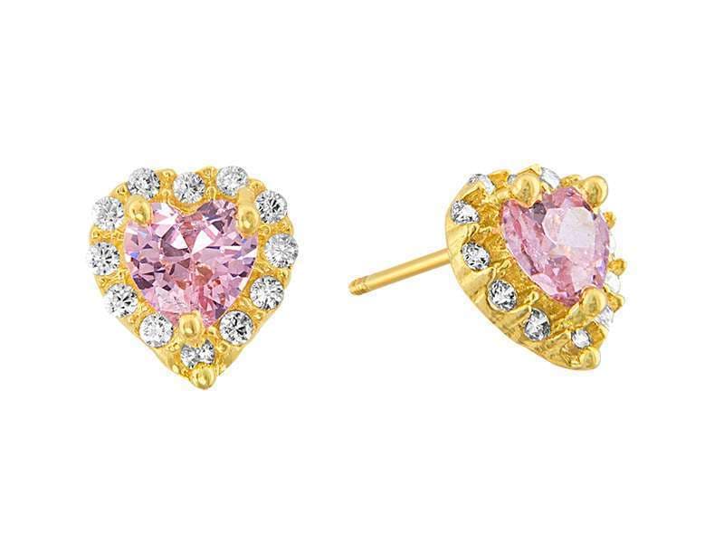 Corazón con Circonia Rosa / Heart Cubic Zirconia Pink - Vaciado / Casting - Pulido / High Polish - Circonia / Zirconia  - Corazones / Hearts