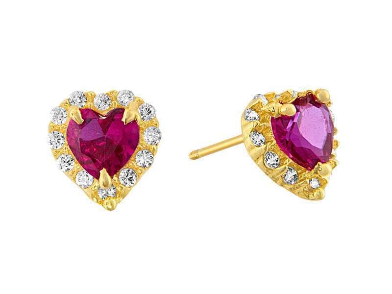Corazón con Circonia Rubí / Heart Cubic Zirconia Ruby - Vaciado / Casting - Pulido / High Polish - Circonia / Zirconia  - Corazones / Hearts