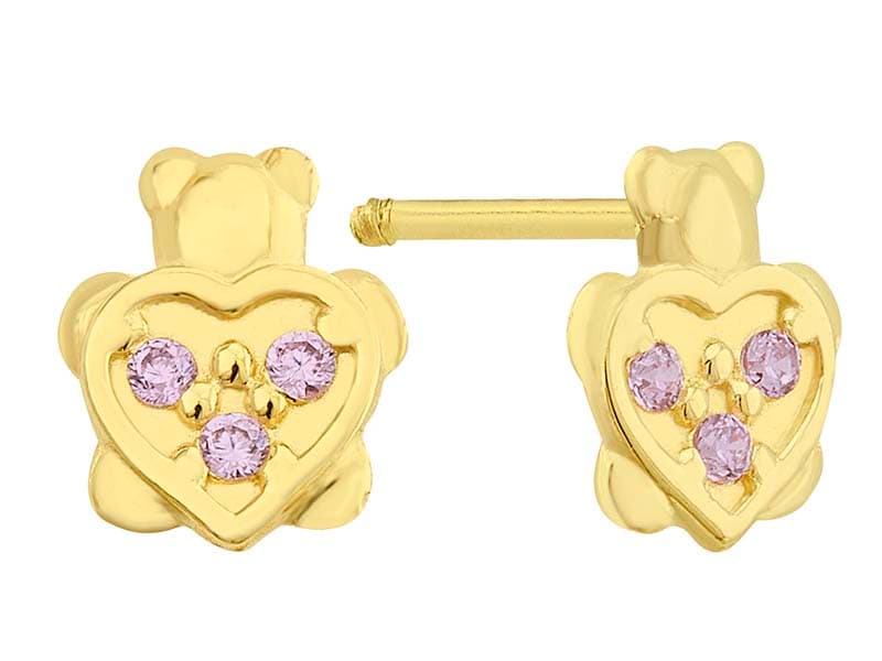 Oso panza corazn Rosa / Tummy Heart Bear Pink - Vaciado / Casting - Pulido / High Polish - Circonia / Zirconia - Animales / Animals