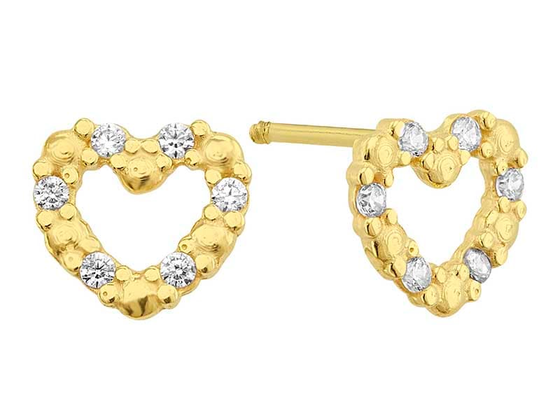 Corazn Punto y Piedra / Dot &amp; Stone Heart - Vaciado / Casting - Pulido / High Polish - Circonia / Zirconia - Corazones / Hearts